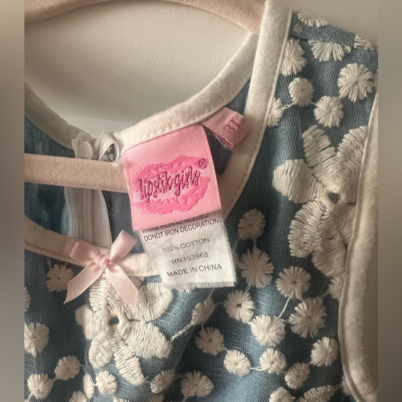 Lipstik Girls Dress. Beautiful Blue & White dress. Size 3T. - Picture 5 of 6